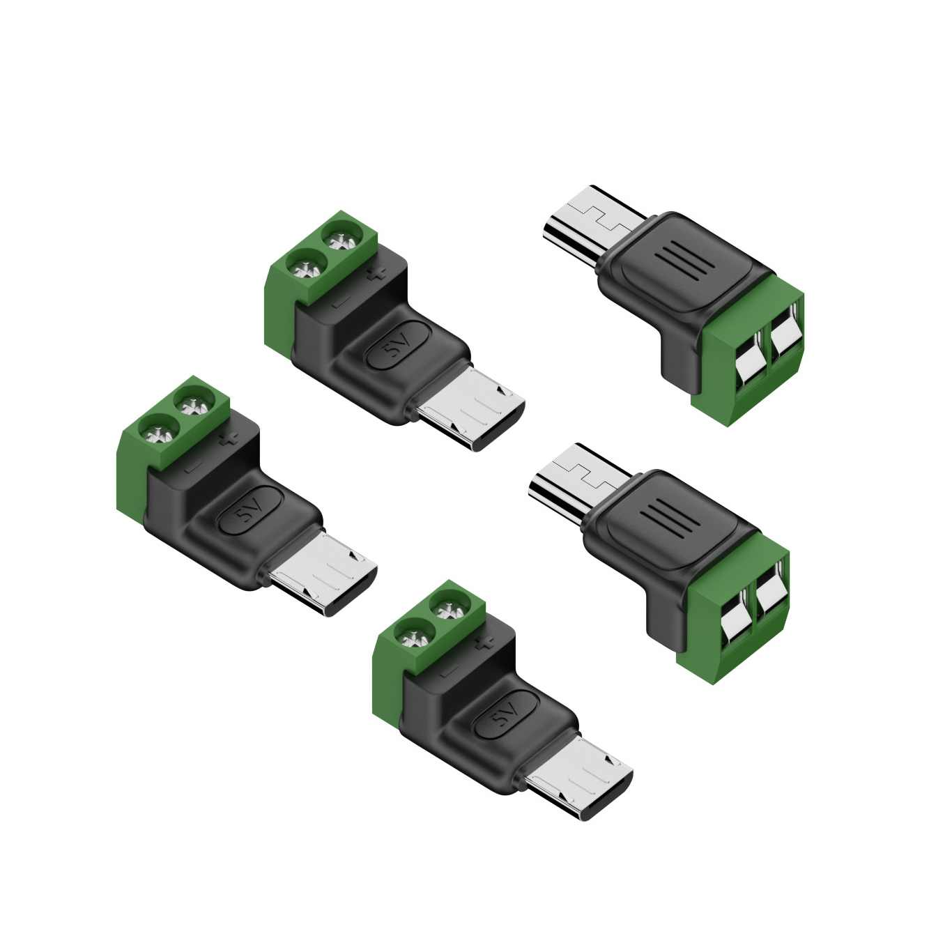 Screw Terminal Block - 5 個の 2 ピンネジ端子からマイクロ USB アダプタへのマイクロ