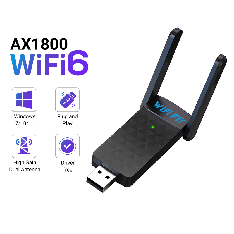 Antenna 2.4Ghz - USB 3.0アダプター,wifi,1800mbps,5g,2.4ghz,ドングル,ワイヤレス,802.11ax,ネットワークカード,高ゲインアンテナ