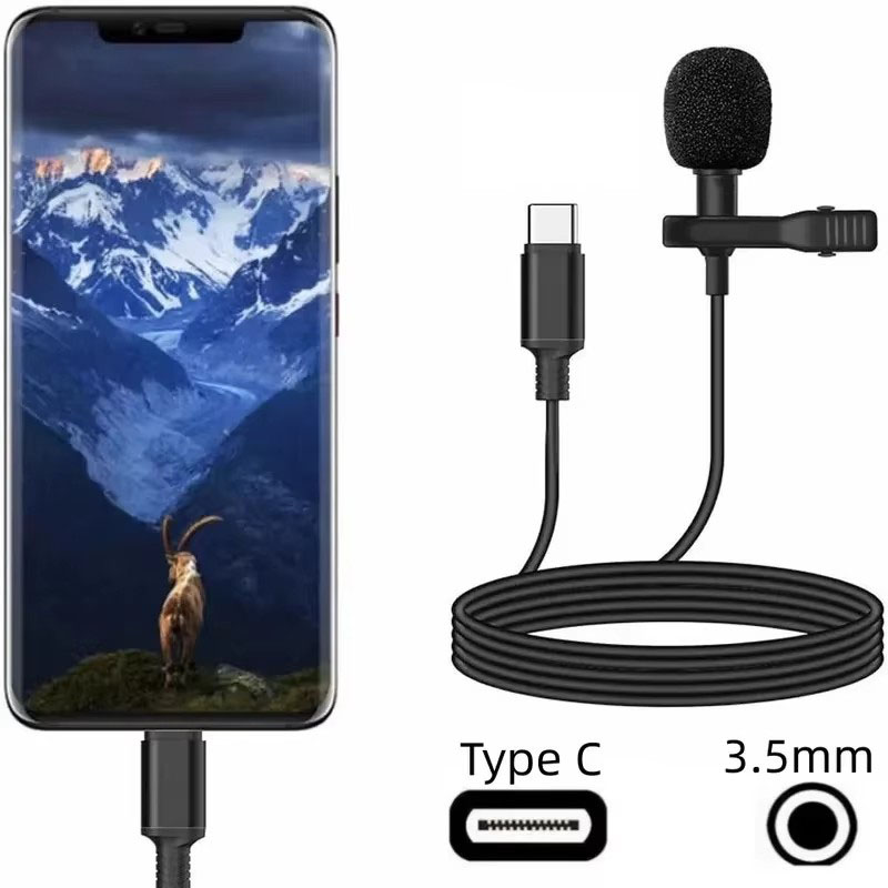 Usb C Cable - 1-5個入り ポータブルUSBミニラベリアマイク /3.5mm/Type-C メタルクリップ ラペルマイク コンデンサーマイク