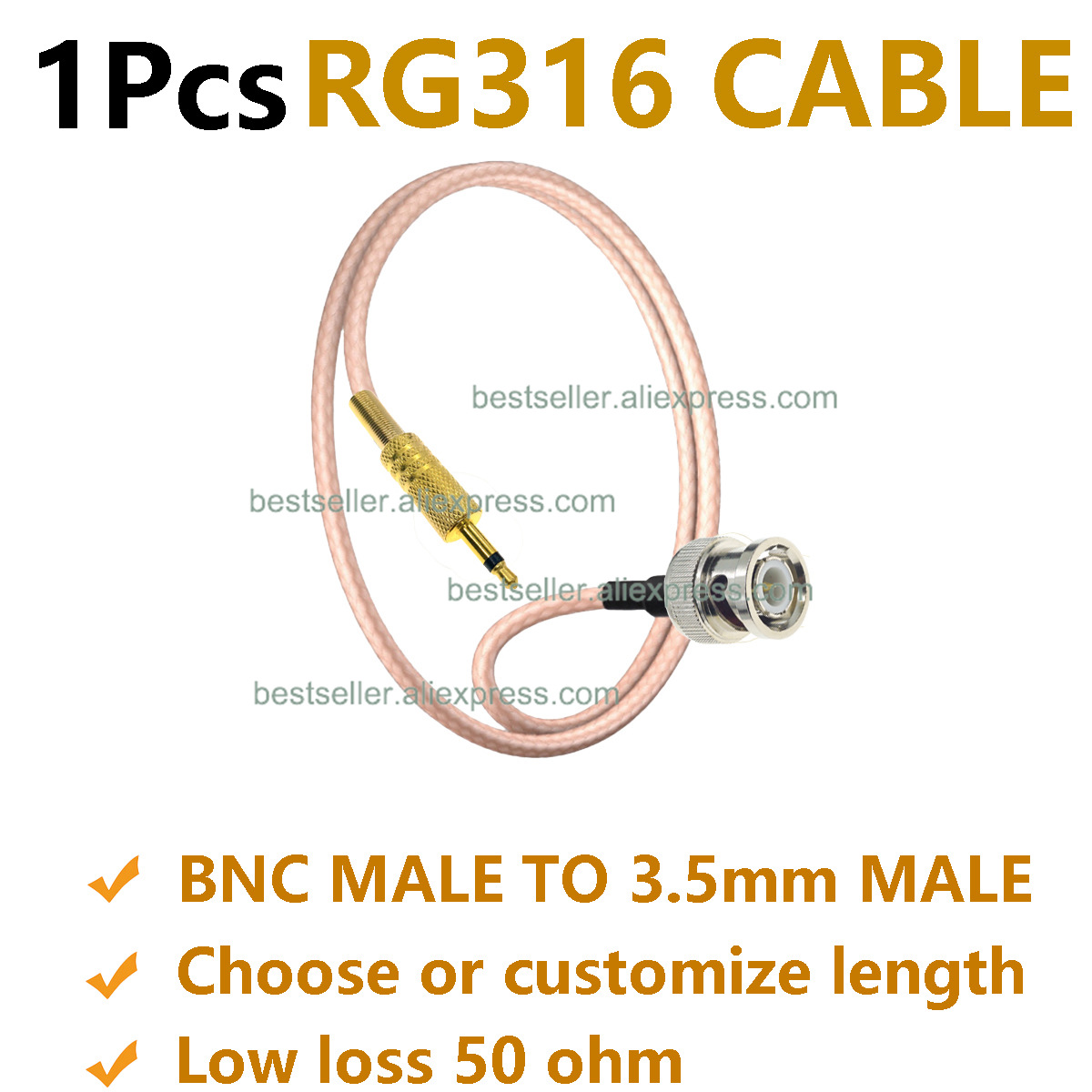 Jumper Wire Kit - 1個 RG316 BNCオス - 3.5mmオスプラグ (1/8インチ)