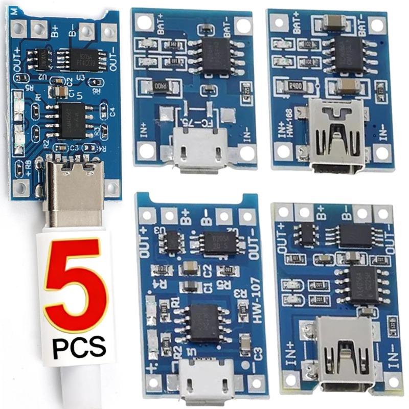 Li Ion Charger Module - 5V 3A マイクロ/タイプ-c/ミニ 18650 TP4056 リチウム電池充電器モジュール充電ボード保護機能付きデュアル機能リチウムイオン