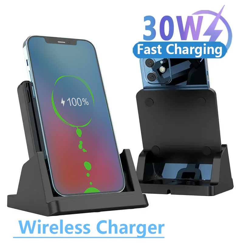 Micro Usb Cable - 30 ワットワイヤレス充電器パッドスタンドデスクトップ超薄型携帯電話高速充電ドックステーション iPhone 15 14 13