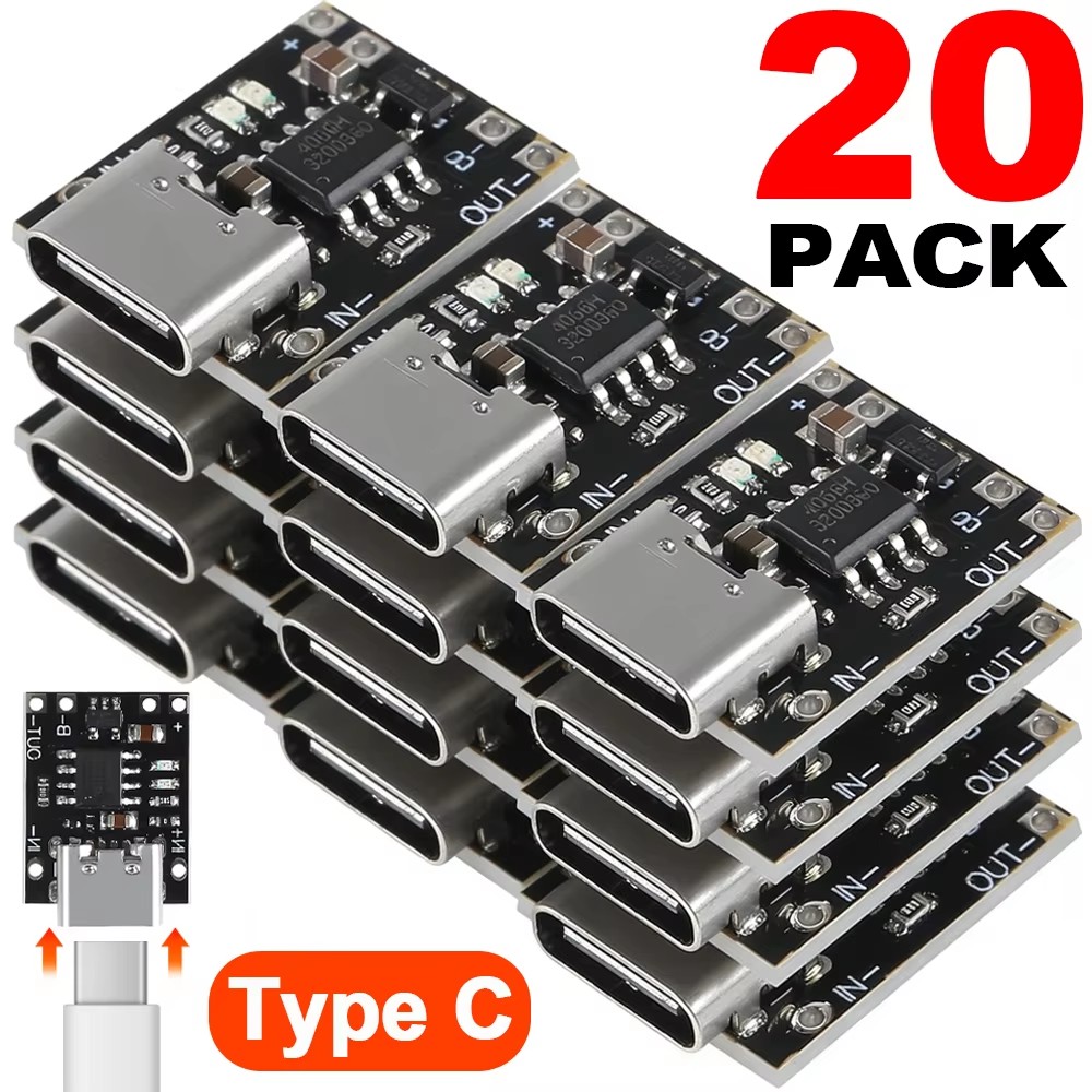 Li Ion Charger Module - 1-20 個 TP4056 3.7V リチウム電池充電放電ボード保護機能付き Type-C