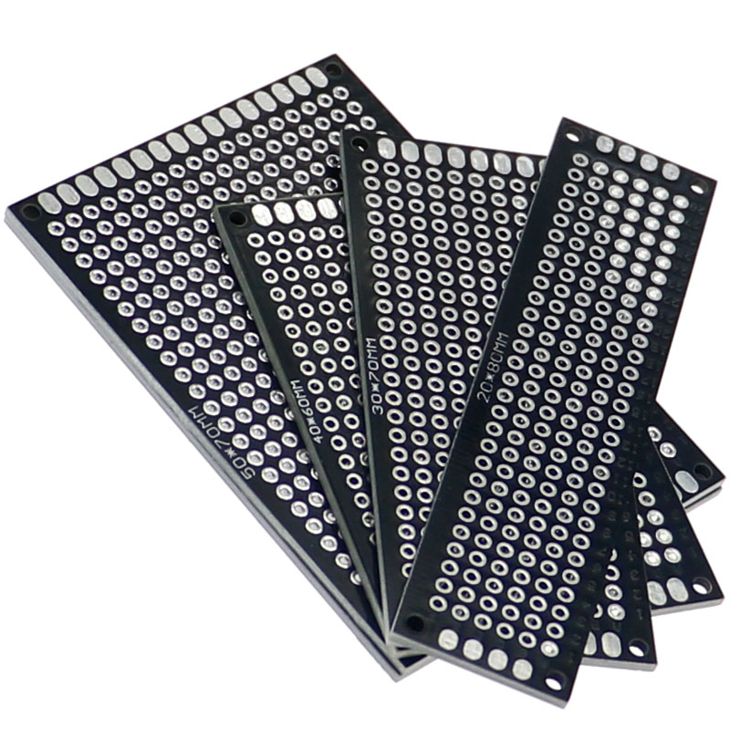 Perfboard - 20ピース/ロットpcbプロトタイプボード回路protoboardユニバーサルstripboardプロトタイピングveroboard 2X8 3X7 4X6 5X7 5個各ミックス黒