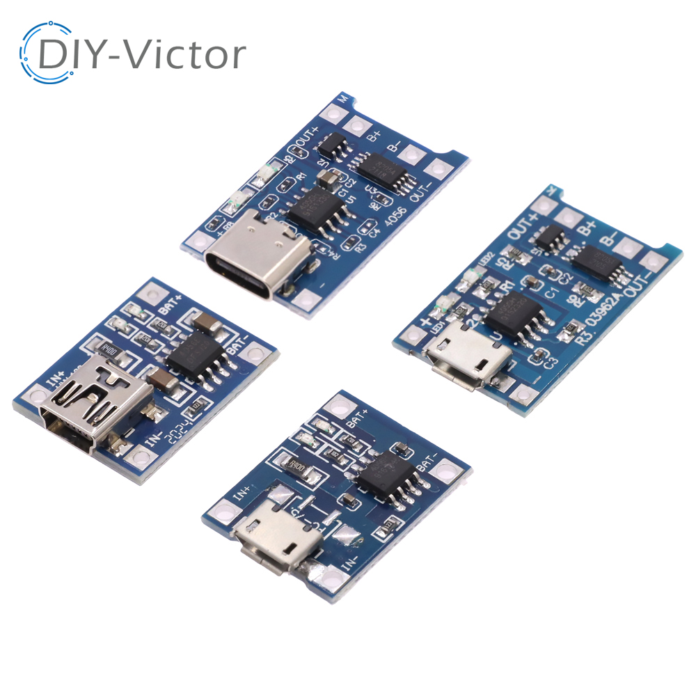 Tp4056 Module - Arduino、type-cマイクロUSB、1a、18650保護充電器、tp4056、tc4056、5v、diyキット、10個用のリチウム電池充電ボード