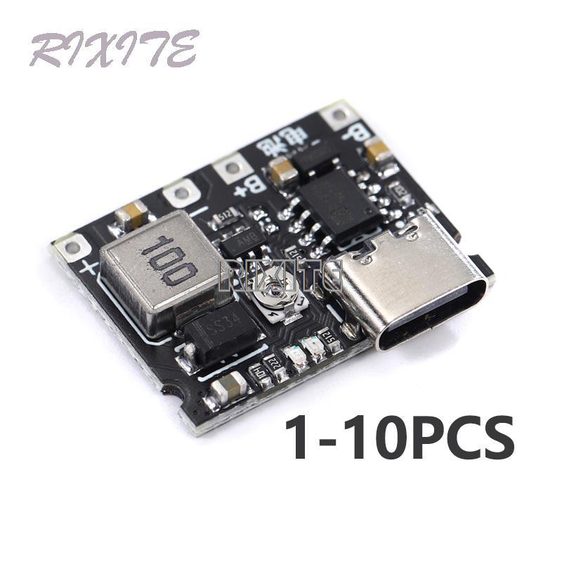 Li Ion Charger Module - リチウムイオン電池充電器ボード,18650 V,3.7V, DC,制御モジュール,USB Type-c,tp4056,急速充電,1〜10個