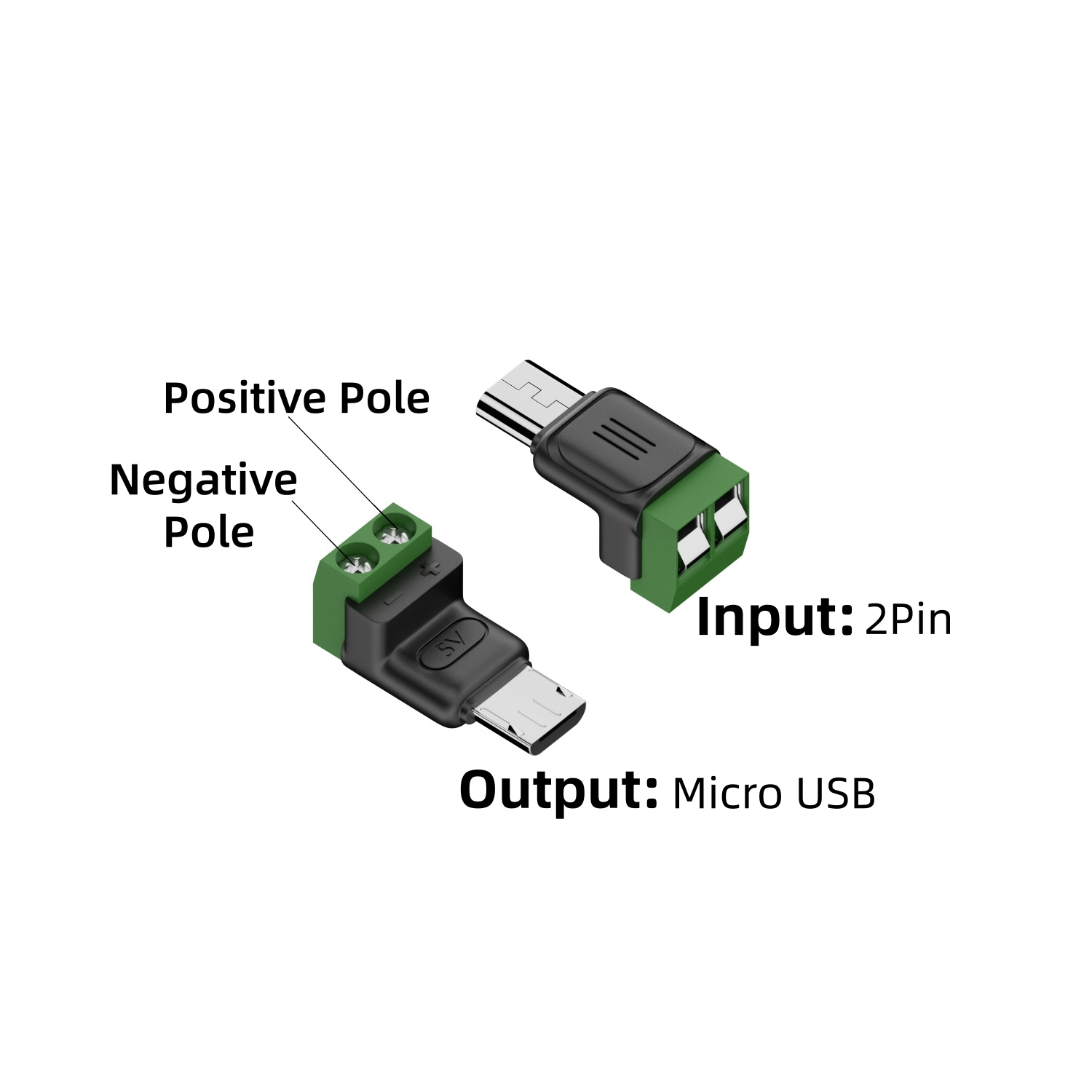 5 個の 2 ピンネジ端子からマイクロ USB アダプタへの - Screw Terminal Block のレビューと価格