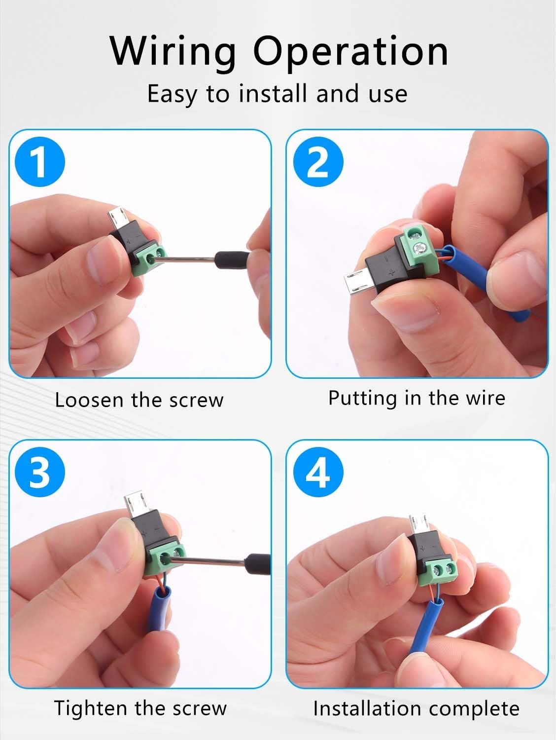 5 個の 2 ピンネジ端子からマイクロ USB アダプタへの - Screw Terminal Block のレビューと価格