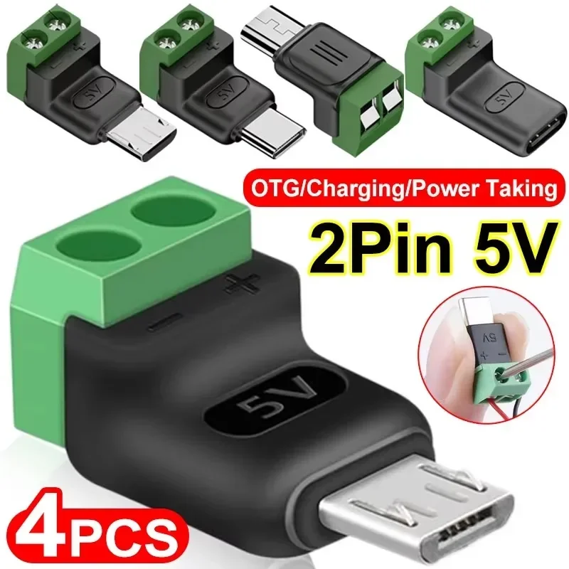 1-4個 はんだ付け不要プラグ USB C - 2ピン端子ア - Screw Terminal Block のレビューと価格