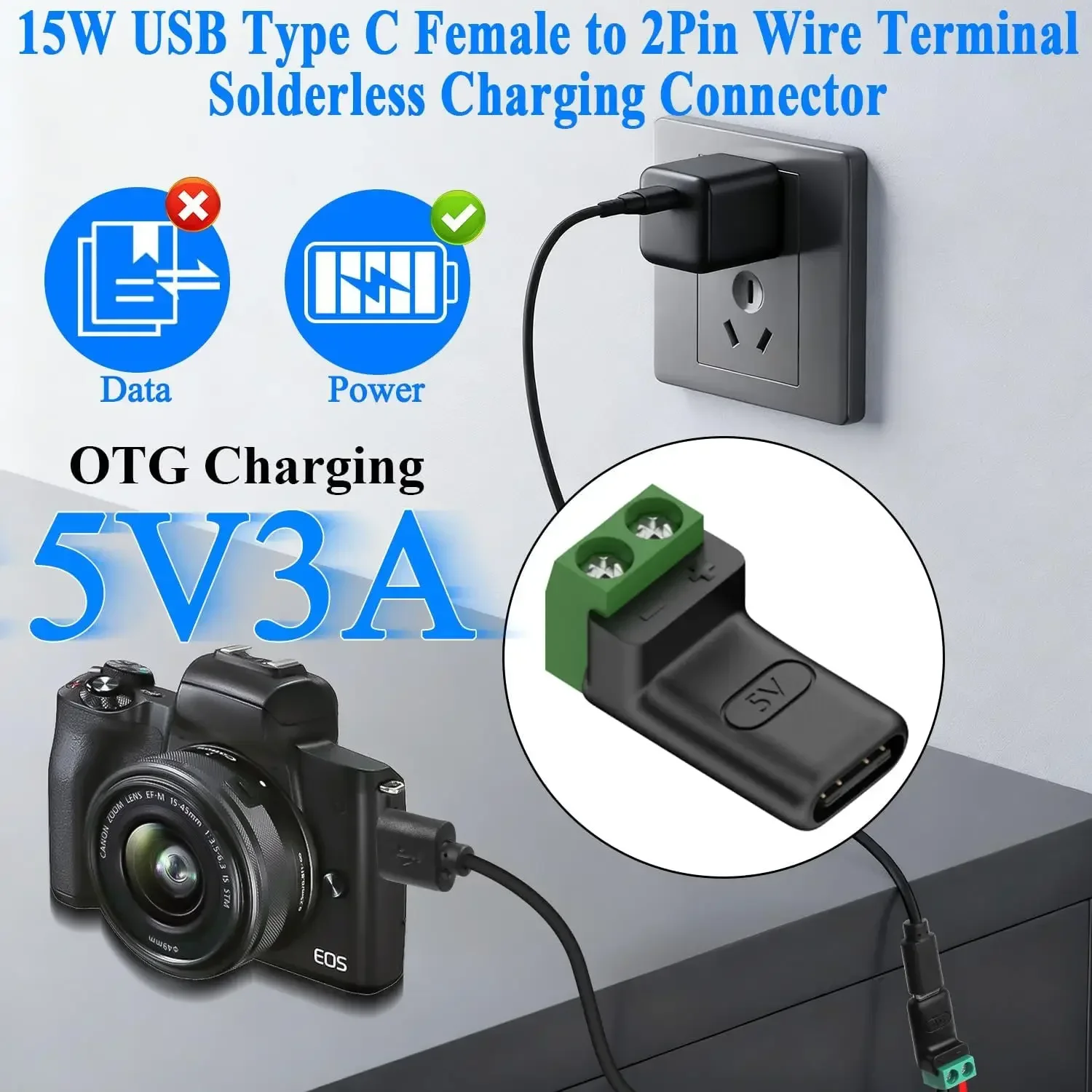 1-4個 はんだ付け不要プラグ USB C - 2ピン端子ア - Screw Terminal Block のレビューと価格