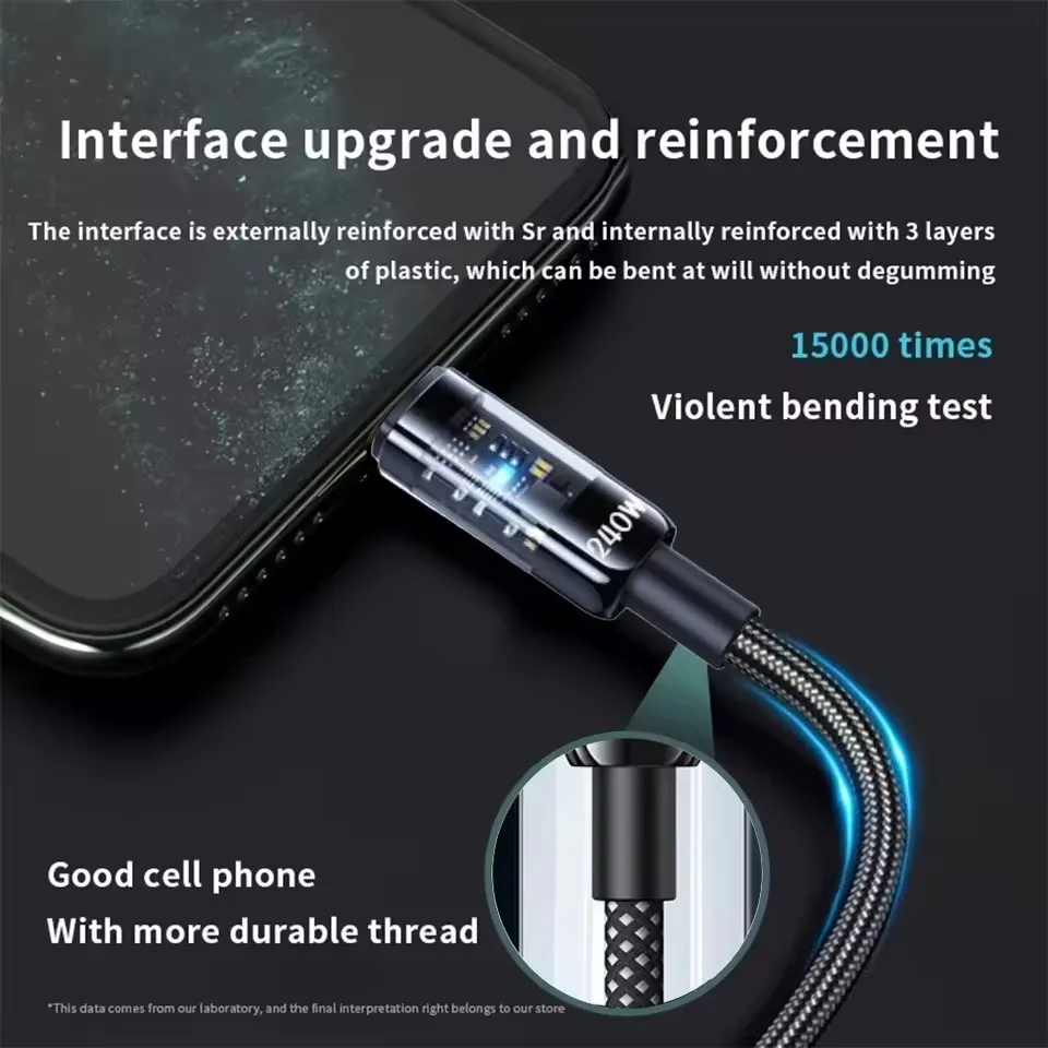 240W ナイロン製 USB Type-C 超急速充電ケーブ - Usb C Cable のレビューと価格