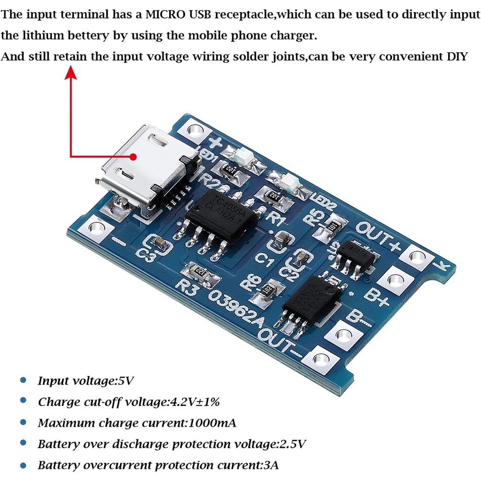 リチウム電池充電ボードモジュール,マイクロUSB,タイプcイ - Tp4056 Module のレビューと価格