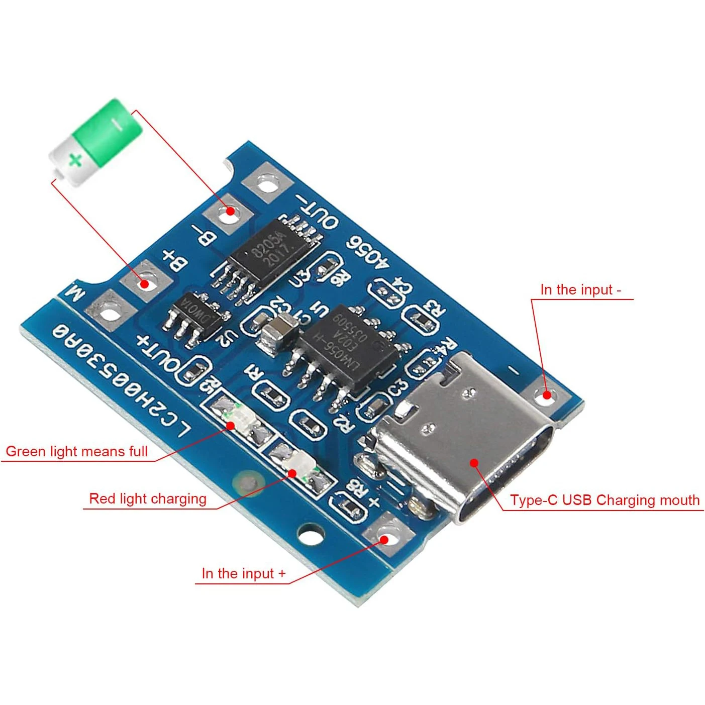 リチウム電池タイプ C 充電ボード 5V 1A 充電器モジュ - Tp4056 Module のレビューと価格