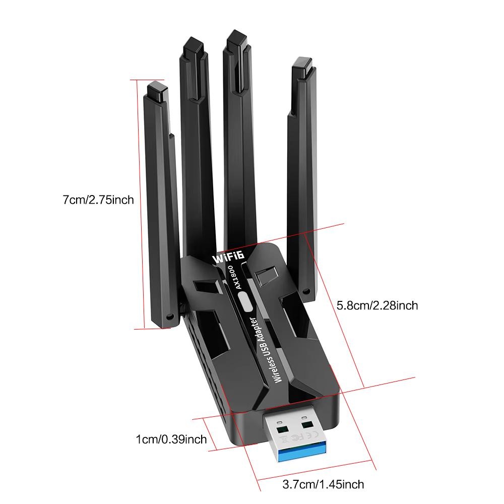 WiFi 6 USBアダプター 1800Mbps デュアルバ - Antenna 2.4Ghz のレビューと価格