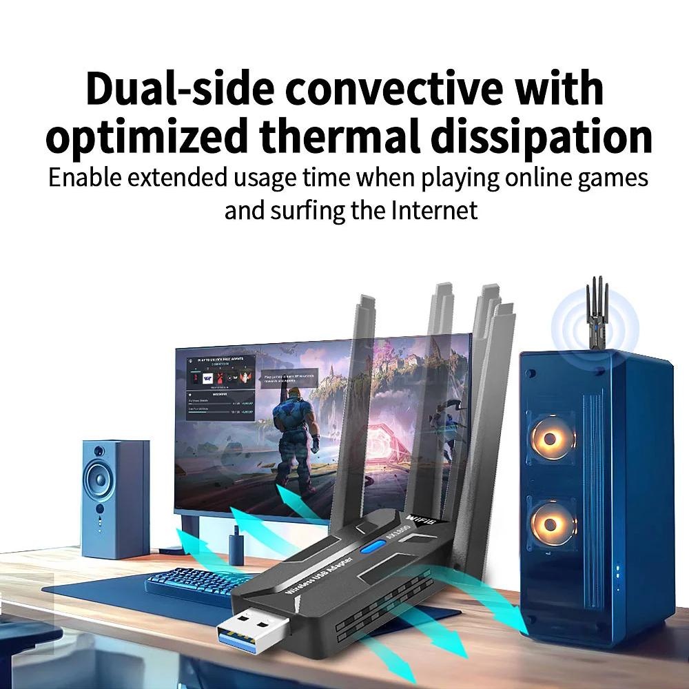 WiFi 6 USBアダプター 1800Mbps デュアルバ - Antenna 2.4Ghz のレビューと価格
