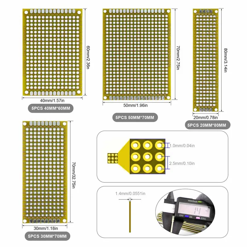 20 ピース/ロット PCB プロトタイプボード Proto - Perfboard のレビューと価格